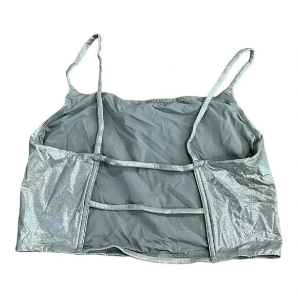 Skims Gray Metallic Strappy Back Crop Cami XL - Picture 2 of 4